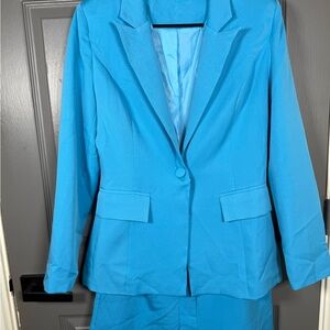 Women's Blue Blazer Short Set